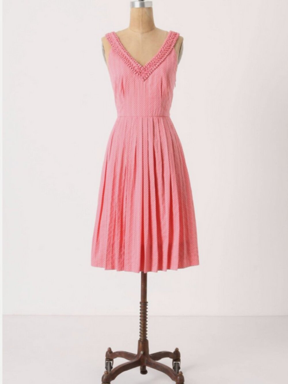 Moulinette Soeurs pink pleated polka dot ball dress SZ (2) - 100% cotton